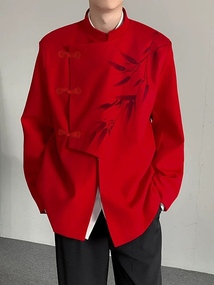 Beth and Brian Qipao-THEOCHN Bamboo pattern, Men's Chinese Tang Suit Jacket, Chinese style Tang suit Jacket