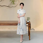 Beth and Brian Qipao-QMR Floral pattern, white midi Ao dai