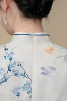 Beth and Brian Qipao-QMR Floral pattern, white midi Ao dai