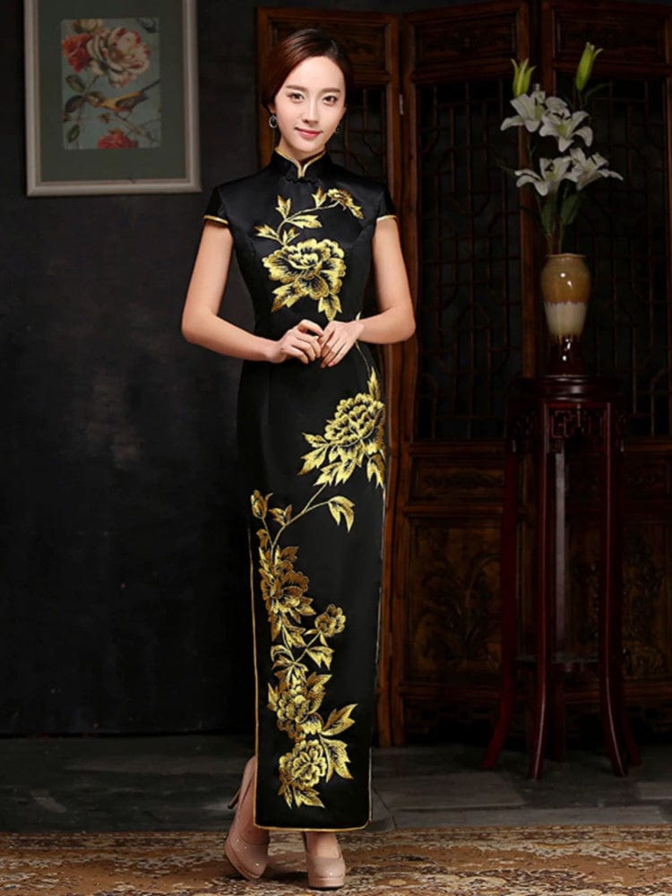 Beth and Brian Qipao-GYG Chinese Sequins prom dress, Triacetate Chinese evening Cheongsam