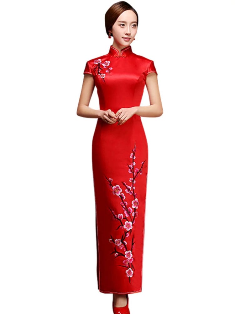 Beth and Brian Qipao-GYG Chinese Sequins prom dress, Triacetate Chinese evening Cheongsam