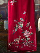 Beth and Brian Qipao-YCFX Deer Embroidery, acetate satin fabric, high-end long Cheongsam