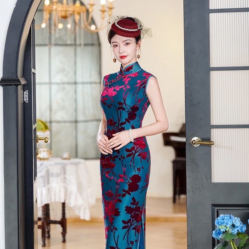 Beth and Brian Qipao-NL Old Shanghai style, plus size, floral long Cheongsam