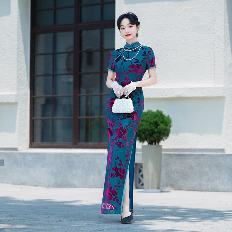 Beth and Brian Qipao-NL Old Shanghai style, plus size, floral long Cheongsam