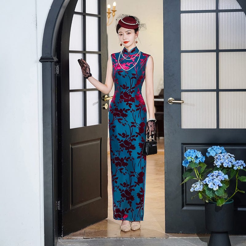 Beth and Brian Qipao-NL Old Shanghai style, plus size, floral long Cheongsam
