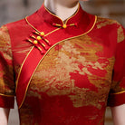 Beth and Brian Qipao-MY Old Shanghai style, plus size, red&green long Ao dai