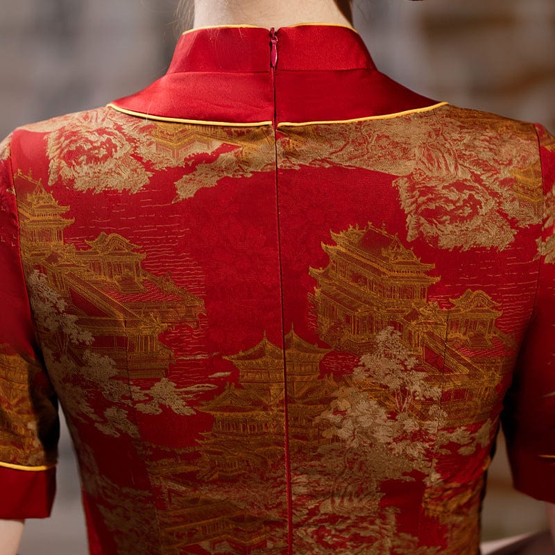 Beth and Brian Qipao-MY Old Shanghai style, plus size, red&green long Ao dai