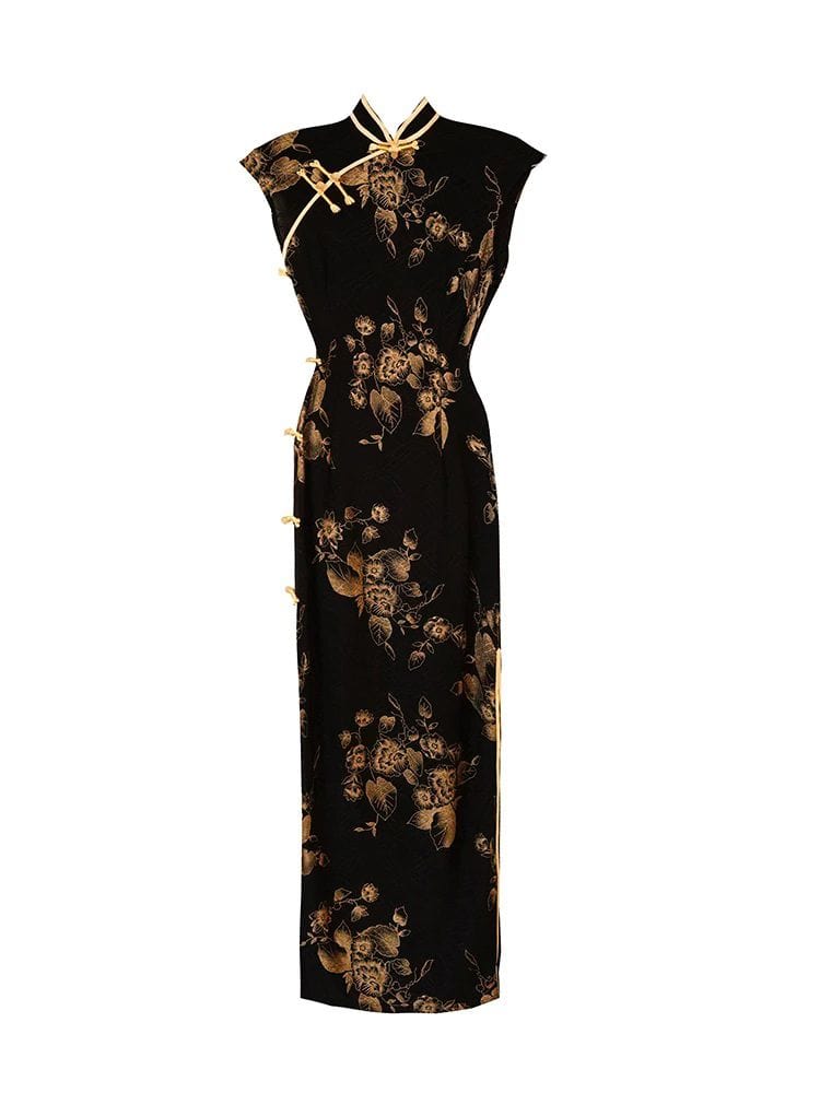 Beth and Brian Qipao-JQZ Old Shanghai style, jacquard midi Cheongsam with raglan sleeves