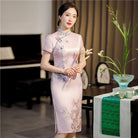 Beth and Brian Qipao-FRY Floral pattern, plus size midi Cheongsam