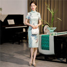 Beth and Brian Qipao-FRY Floral pattern, plus size midi Cheongsam