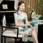 Beth and Brian Qipao-FRY Plus size, floral pattern, midi Cheongsam