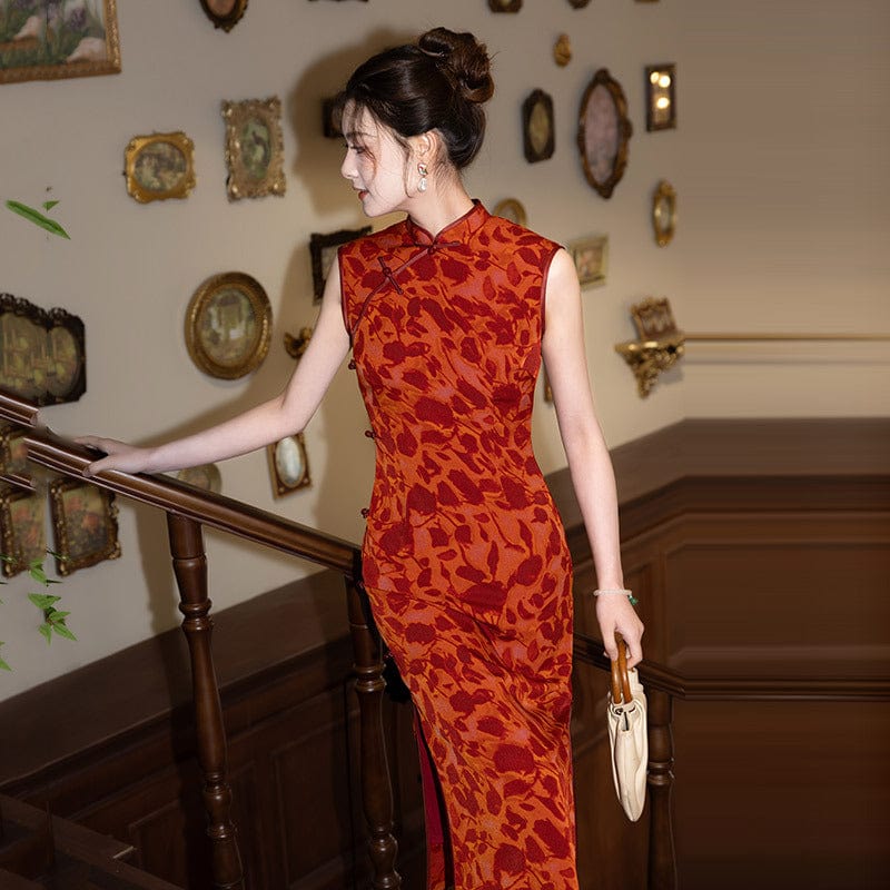 Beth and Brian Qipao-ZQYS Sleeveless, wedding red midi Cheongsam