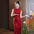 Beth and Brian Qipao-ZQYS Floral pattern, mesh fabric, wedding midi Cheongsam