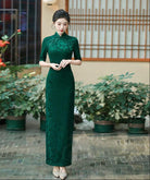 Beth and Brian Qipao-YS Floral pattern, jacquard and knitting fabric, prom long Cheongsam