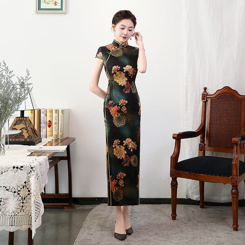 Beth and Brian Qipao-QHJS Old Shanghai style, 19 mome mulberry silk, high-end long Cheongsam