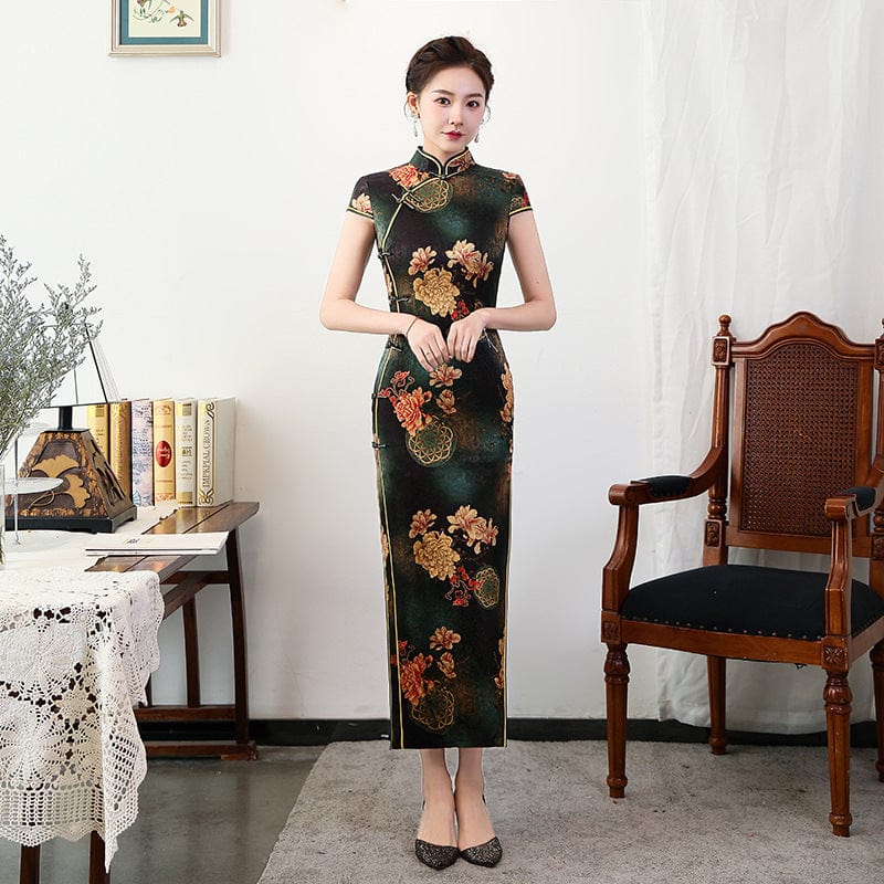Beth and Brian Qipao-QHJS Old Shanghai style, 19 mome mulberry silk, high-end long Cheongsam