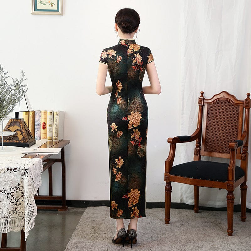 Beth and Brian Qipao-QHJS Old Shanghai style, 19 mome mulberry silk, high-end long Cheongsam