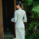 Beth and Brian Qipao-ZQYS Fall collection, floral pattern midi Cheongsam