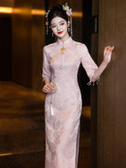 Beth and Brian Qipao-LSB Floral pattern, jacquard fabric, wedding midi Cheongsam