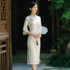 Beth and Brian Qipao-ZQYS Fall collection, floral pattern midi Cheongsam