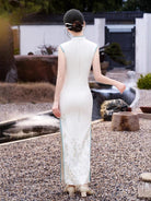 Beth and Brian Qipao-HYY New Chinese style(新中式), sleeveless white long Cheongsam