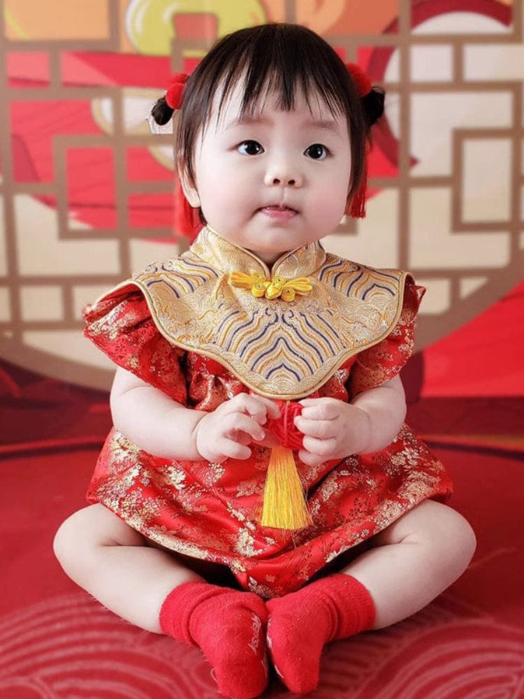 Beth and Brian Qipao-JNF Chinese outfit for baby, floral pattern baby Tang Jumpsuit