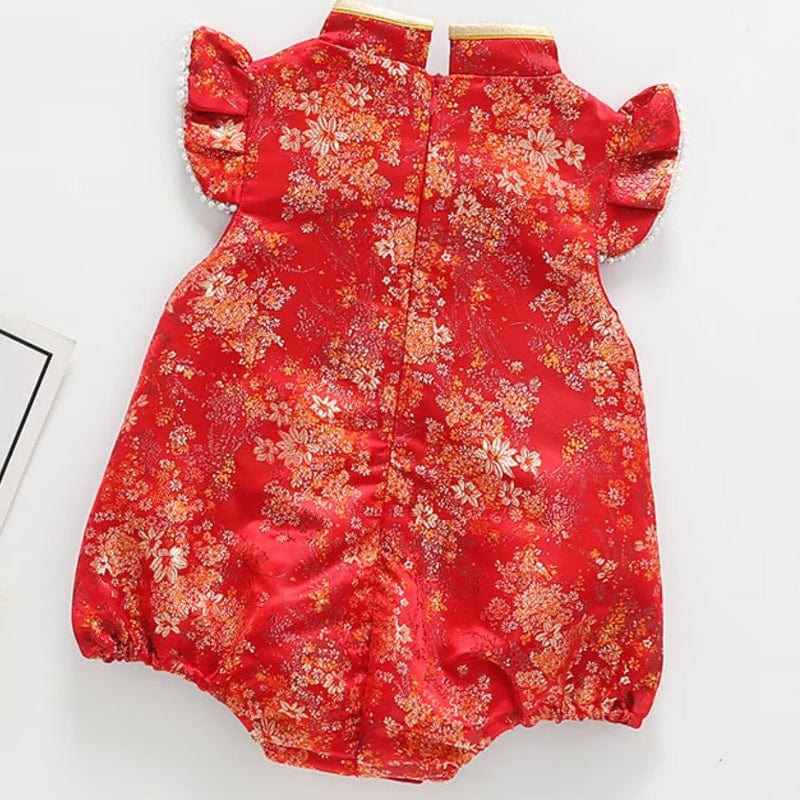 Beth and Brian Qipao-FDD Chinese outfit for baby, floral pattern baby Jumpsuit