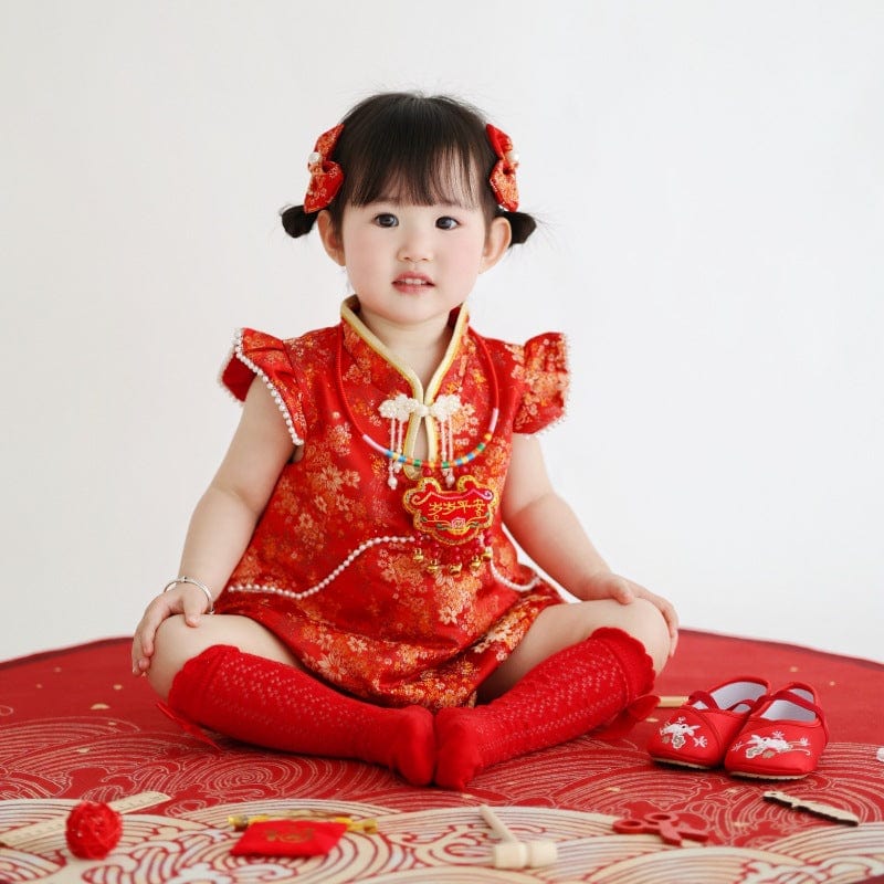 Beth and Brian Qipao-FDD Chinese outfit for baby, floral pattern baby Jumpsuit