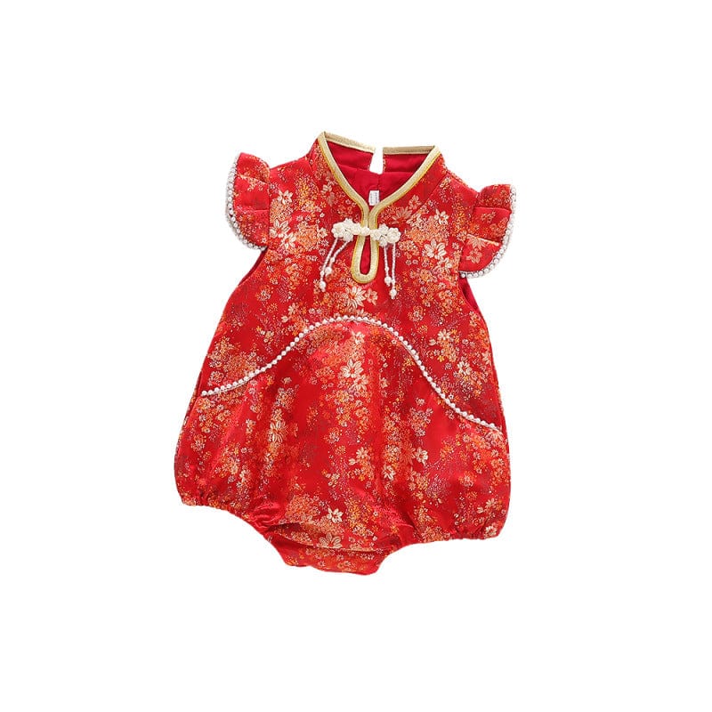 Beth and Brian Qipao-FDD Chinese outfit for baby, floral pattern baby Jumpsuit