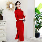 Beth and Brian Qipao-QXF Floral pattern, wedding lace mid-length Cheongsam