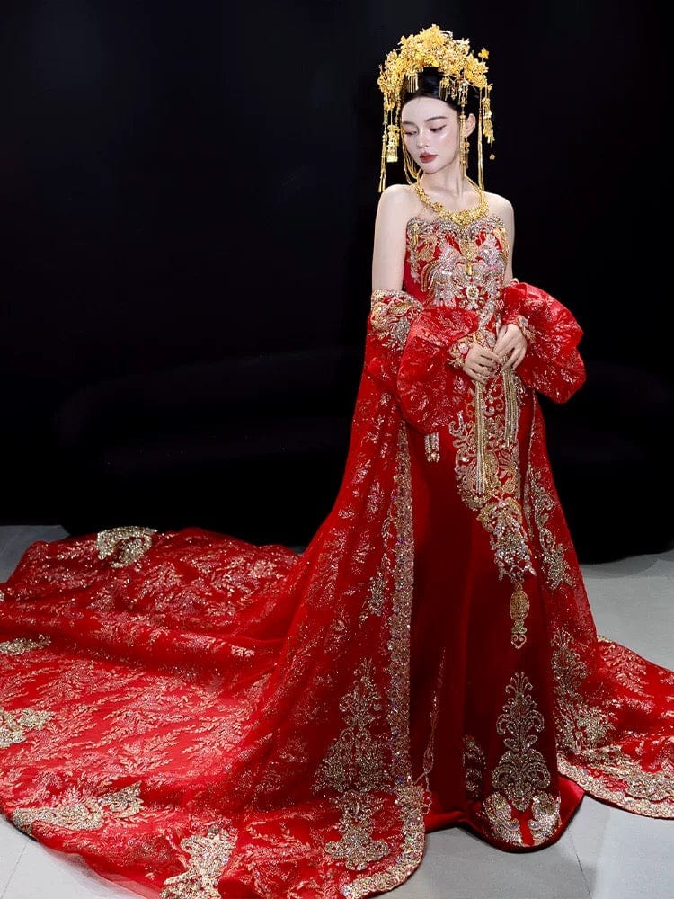 Beth and Brian Qipao- OSMY Hand made, Tub top embroidery Qipao set, luxury Qipao set