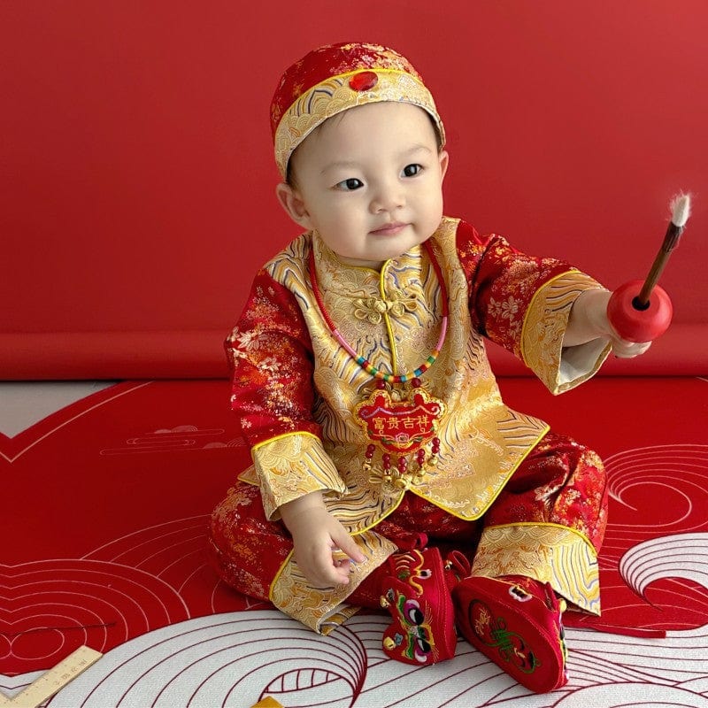 Beth and Brian Qipao-DD Chinese outfit for baby, imperial style baby Tang Suit set