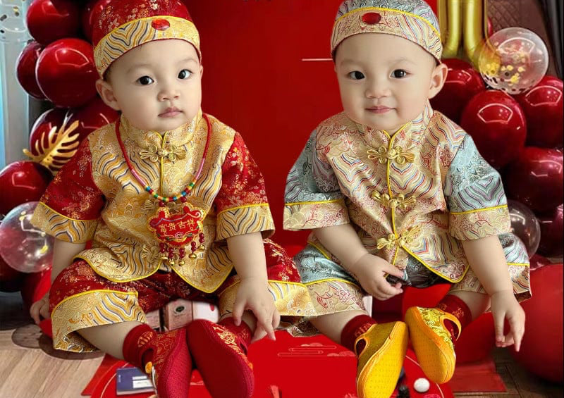 Beth and Brian Qipao-DD Chinese outfit for baby, imperial style baby Tang Suit set