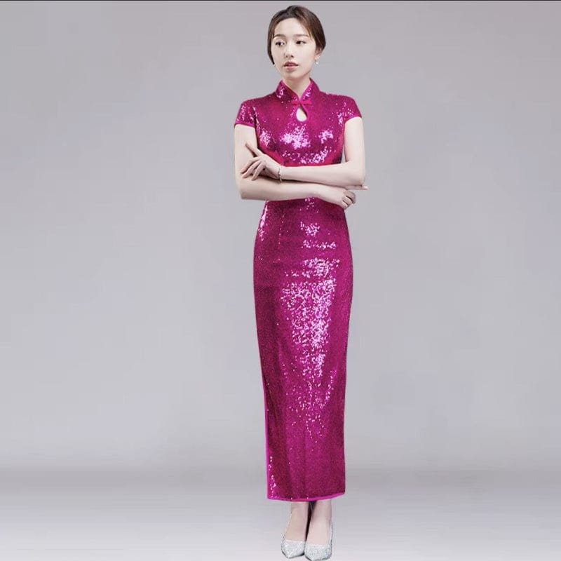 Beth and Brian Qipao-GYG Chinese Sequins prom dress, Sequins Chinese evening Cheongsam