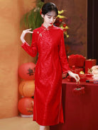 Beth and Brian Qipao-YY Fall and winter collection, plus size, wedding red midi Cheongsam
