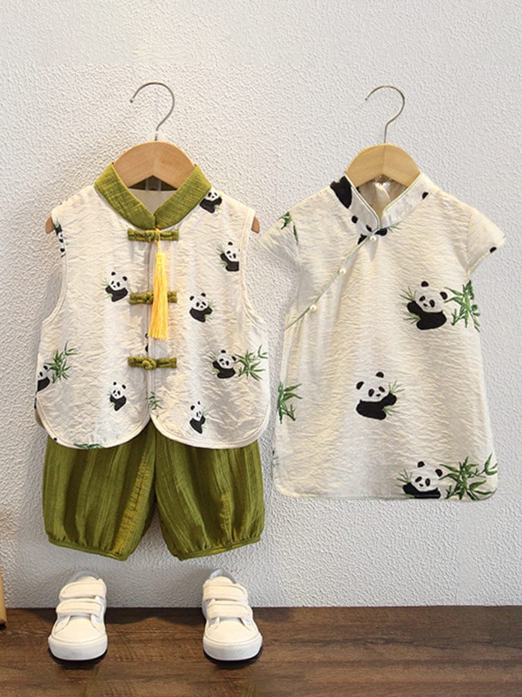 Beth and Brian Qipao-XH Chinese outfit for baby, panda pattern baby Tang suit set&Qipao