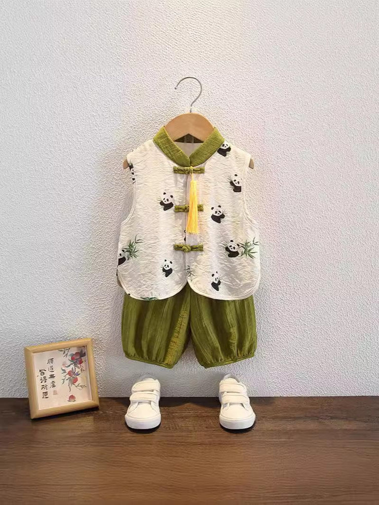 Beth and Brian Qipao-XH Chinese outfit for baby, panda pattern baby Tang suit set&Qipao