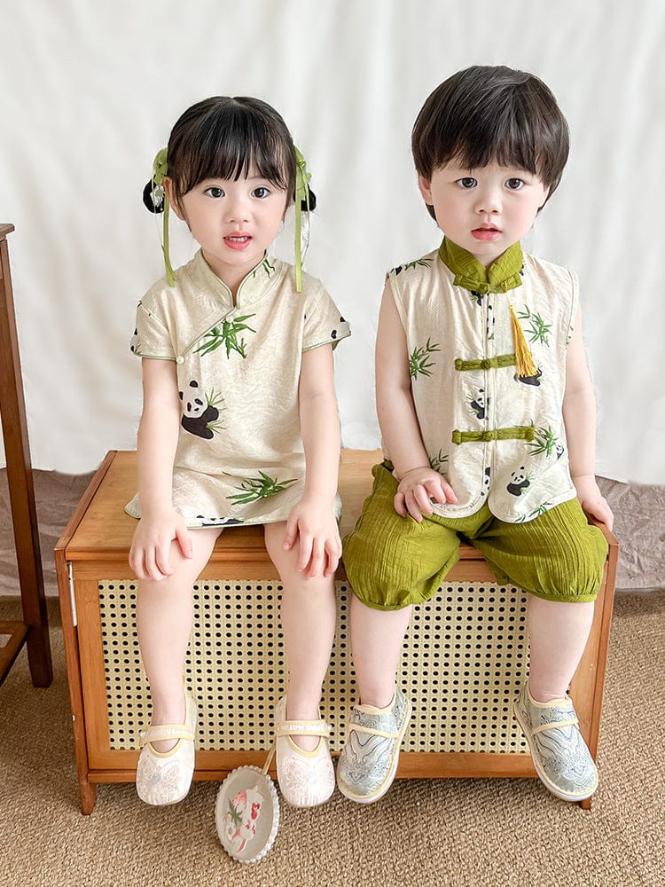 Beth and Brian Qipao-XH Chinese outfit for baby, panda pattern baby Tang suit set&Qipao