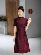 Beth and Brian Qipao-DL Floral embroidery, wedding midi A line Cheongsam