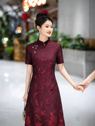 Beth and Brian Qipao-DL Floral embroidery, wedding midi A line Cheongsam