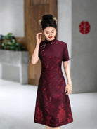 Beth and Brian Qipao-DL Floral embroidery, wedding midi A line Cheongsam