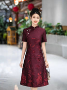 Beth and Brian Qipao-DL Floral embroidery, wedding midi A line Cheongsam