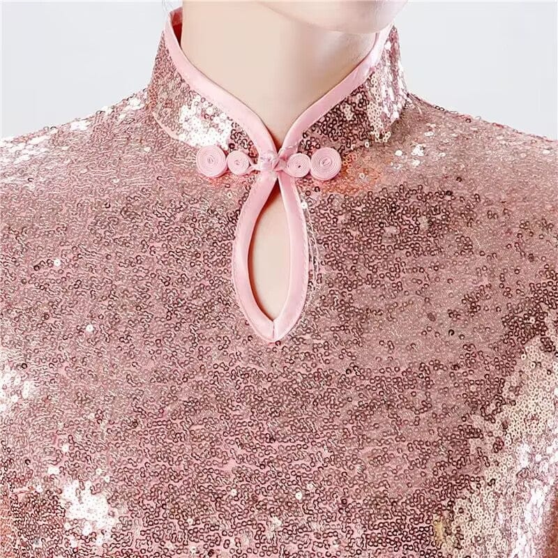 Beth and Brian Qipao-QP Chinese Sequins prom dress, Sequins Chinese evening Cheongsam
