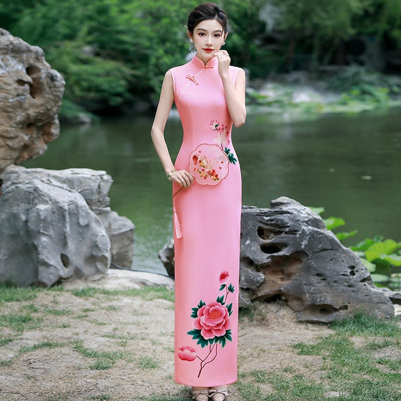 Beth and Brian Qipao-YD Sleeveless, long plus size Cheongsam for prom