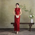Beth and Brian Qipao - YB Exclusive designer collection, sequins red long Qipao