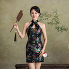 Beth and Brian Qipao-Exclusivedesigner Exclusive designer collection, water-drop collar short black Qipao
