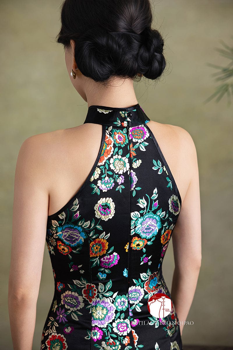 Beth and Brian Qipao-Exclusivedesigner Exclusive designer collection, water-drop collar short black Qipao