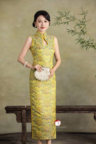 Beth and Brian Qipao-Exclusivedesigner Exclusive designer collection, wave pattern, water drop collar long Qipao