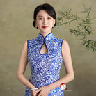 Beth and Brian Qipao-Exclusivedesigner Exclusive designer collection, blue and white porcelain long Qipao