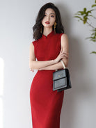 Beth and Brian Qipao-LSB New Chinese style(新中式), sleeveless wedding midi Cheongsam